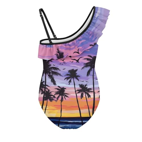 Image of Girls Swimsuit One Piece Ruffle Swimsuit Non-Slip Straps UPF 50+ for Girls Size 3-14 Years