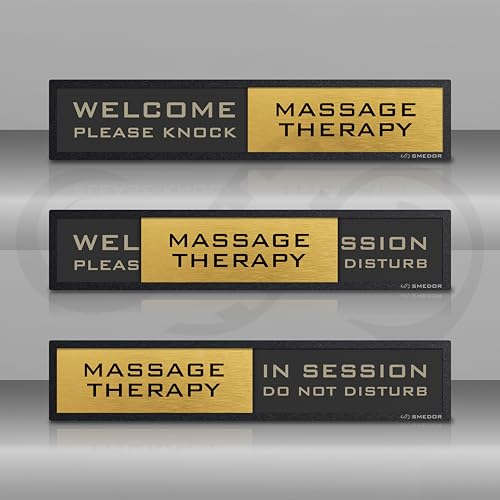 Image of inchMASSAGE THERAPY WELCOME PLEASE KNOCK / IN SESSION DO NOT DISTURB inch SMEDOR Professional sliding sign board �- on-door signboard- Customisable name plate display with in /out status - information letter board - custom sliding signs