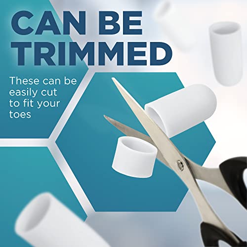 Image of Soft Gel Toe Caps with Healing Coconut Oil - 6 Reusable Small Toe Protectors for Ingrown or Missing Toenails, Corns, Calluses & Blister Relief