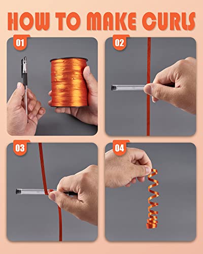 Image of PartyWoo Burnt Orange Curling Ribbon - 500 Yard Glitter Ribbon for Balloons, Crafts, Weddings & Floristry (1 Roll)