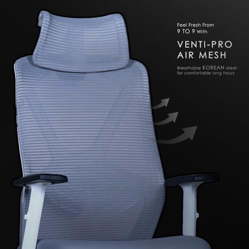 Image of Varaha Sattva BIS Certified Ergonomic Office High Back Chair | 5 Year Warranty| Adjustable 2D Headrest, 1D PU Armrest, Seat Sliding Mechanism with 3 Multilock Recline| Gaming Desk Chair for Home|White