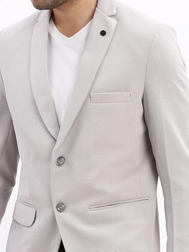 Image of SHOWOFFFF Men Solid Single Breasted Casual Blazer | Notched Lapel Full Sleeves Cotton Blazer for Mens | Slim Fit Regular Length Blazer for Men's