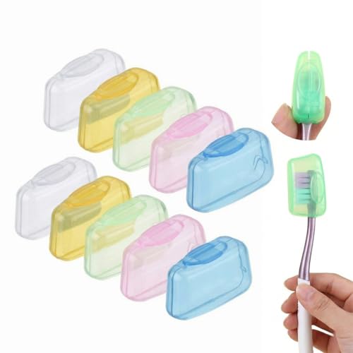 KQOZG Lot de 10 Protège-Brosse à Dents Capuchons de Protection pour Tête de Brosse à Dents - Étuis Portables pour Voyage, Maison, Camping et École
