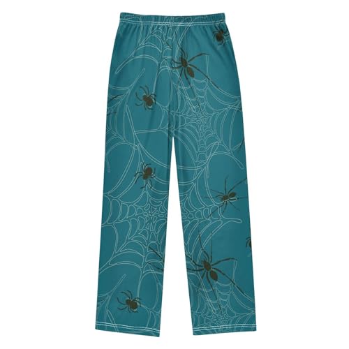 Spider on Blue Boys Pants Boys Athletic Pants Long Pant for Boywith Pockets Wide-Leg Size 6-14Y2