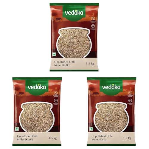 Image of Amazon Brand - Vedaka Unpolished Little Millet | 1.5 Kg | Kutki /Samai /Same /Samulu /Chama (Pack of 3)
