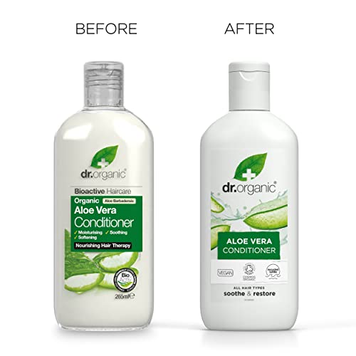 Dr Organic Aloe Vera Conditioner, Soothing, All Hair Types, Natural, Vegan, Cruelty-Free, Paraben & SLS-Free, Recyclable & Recycled Ocean Bound Plastic, Certified Organic, 265ml, Packaging may vary - Image 8