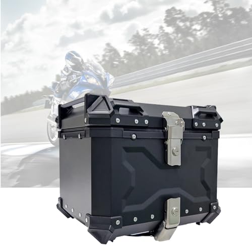 Genérico Baúl Trasero de 45-100L, baúl Superior para Motocicleta, Almacenamiento de Equipaje, baúl Universal, baúl de Aluminio con Placa Base de liberación rápida y Respaldo (Color: Negro c