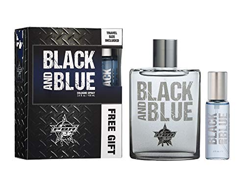 PBR Black and Blue Men's Cologne Holiday Gift Set by Tru Western, Crisp and Fresh Masculine Scent - 3.4 oz 100 mL Plus Bonus 0.5 oz 15 mL Traveler Spray