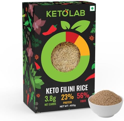 Ketolab Keto Orzo Rice, 400 Gms, 1 Pack, 3.5g Net Carb & 16g High Protein/Serving, Identical to Regular Rice, Ultra Low Carb, Pre-Biotic High Fibre, Low Glycemic Index(GI), For Keto Diet & Weight Loss