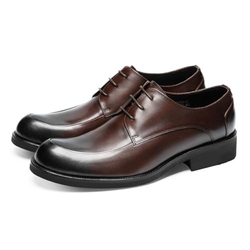 Men's Genuine Leather Dress Oxford Dress Shoes Classic Lace-Up Gradient Toe Formal Business Shoes for Office Professional Occasions