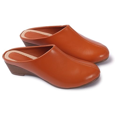Image of Comfortable Women's Slip-on Wedge Back Open Mules Shoes & Sandals