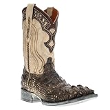 Vaccari Men's Alexander Genuine Natural Alligator Head Cut Broad Square Toe Western Cowboy Boots - 7.5 EE