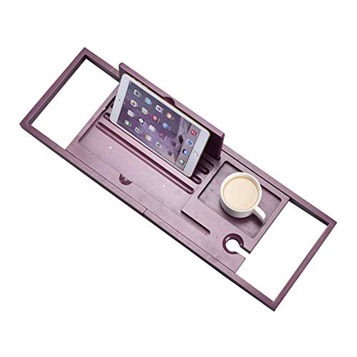 ZMXZMQ Bamboo Badewanne Tray-Rack für Wanne, Einstellbare Bad Badewanne Caddy, Mit Leseständer, Tablet-Halter, und Weinglas-Halter
