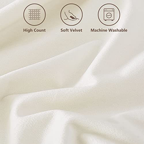 Top Finel Decorative Throw Pillow Covers With Pom-Poms Soft Particles Velvet Solid Cushion Covers 24 X 24 For Couch Bedroom Car, Pack Of 2, Cream #TOP1