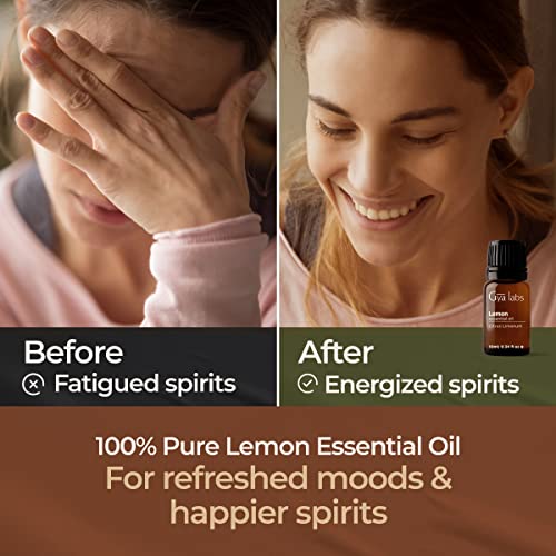 Orange Essential Oil For Diffuser & Lemon Essential Oil For Diffuser Set - 100% Pure Therapeutic Grade Essential Oils Set - 2X0.34 Fl Oz - Gya Labs #TOP4