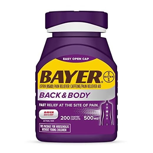 Bayer Back & Body Extra Strength Aspirin, 500mg Coated Tablets, Fast Relief at the Site of Pain, Pain Reliever with 32.5mg Caffeine, 200 Count