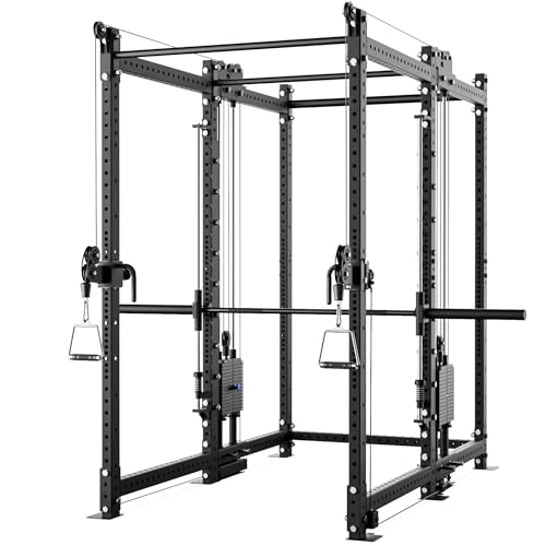 Synergee 2300 Series Power Cage with Synchronized Loaded Cable Cross Overs and Smith Machine - Black - 36x36