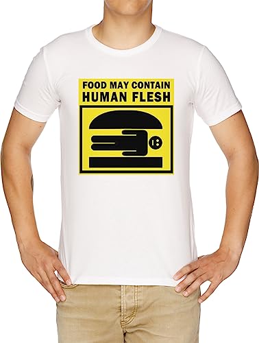 Photo de Vendax Food May Contain Human Flesh T-Shirt Homme Blanc