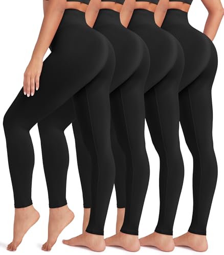VALANDY Creamlush 4 Pack Leggings for Women-High Waisted Ultra Soft Stretchy Yoga Lounge Pants