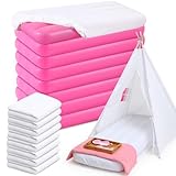 Windyun 8 Sets Kids Air Mattress Bulk with Fitted Sheet, Toddler Inflatable Bed 63 x 27 x 8 Inches Blow up Airbed Camping Sleeping Pad for Aged 3-10 Birthdays Slumber Sleepover Party (White)