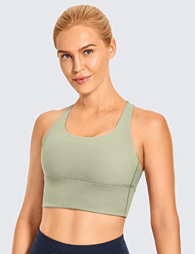 Image of CRZ YOGA Naked Feeling Scoop Neck Sports Bras | Medium Support, Removable Pads, Yoga, Sleek, Longline, Strappy Back, for Women