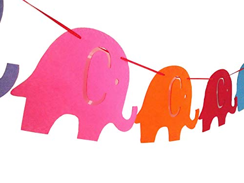 E&L Elephant Pal Party Themed Decorations Kit, Birthday Party Supplies, Elephant Party Favors,Birthday Party Banner, Set of 8 Pieces Colorful Elephant Flags