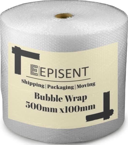 EPISENT Bubble Wrap - 500mm X 100m Roll of Premium Quality Polythene Bubble Wrap - Large Bubble Wrap - Bubble Wrap for Moving House, & Packaging - Strong Protective Bubble Wrap