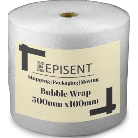 EPISENT Bubble Wrap - 500mm X 100m Roll of Premium Quality Polythene Bubble Wrap - Large Bubble Wrap - Bubble Wrap for Moving House, & Packaging - Strong Protective Bubble Wrap Cover