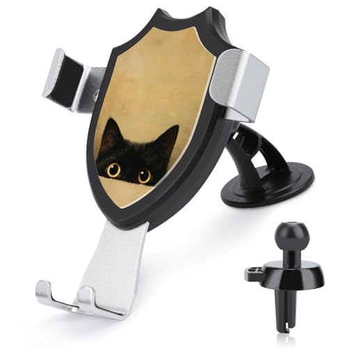 Jubonexis Soporte para teléfono de coche con diseño de gato negro que mira parcialmente con forma de triángulo, base de clip para rejilla de ventilación, accesorios automotrices para teléfonos