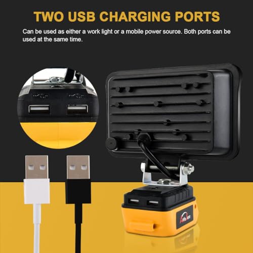 AUTOJARE Cordless LED Work Light for Dewalt 20v Battery 60W Battery Light 5200LM Flood Lighting Flashlight 5 inch Battery Light for Workshop, Camping, Outdoor (NO Battery)