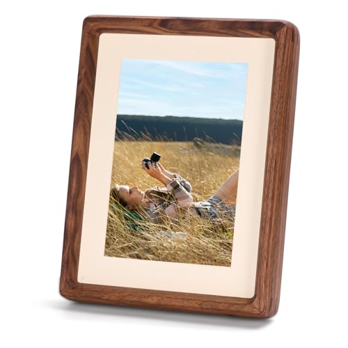 3Liangthings Solid American Black Walnut Picture Frame with Plexiglass Natural Wood Tabletop Photo Frame with Decorative Joinery Corners Horizontal or Vertical Display (Walnut For 5x7 / 4x6 Photo)