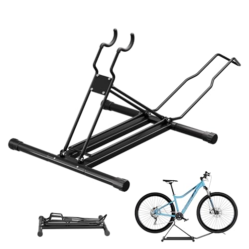Urban Deco Fahrradständer Boden – Höhenverstellbarer Fahrrad Montageständer & Fahrradhalter | Faltbar & Abnehmbar | Für Mountain Bike, E-Bike, Rennrad, MTB | Schwarz