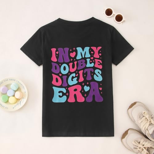 Image of IZYJOY in My Double Digits Era Shirts Girls 10th Birthday T-Shirts 10 Years Old Birthday Party Short Sleeve Summer Tee Tops