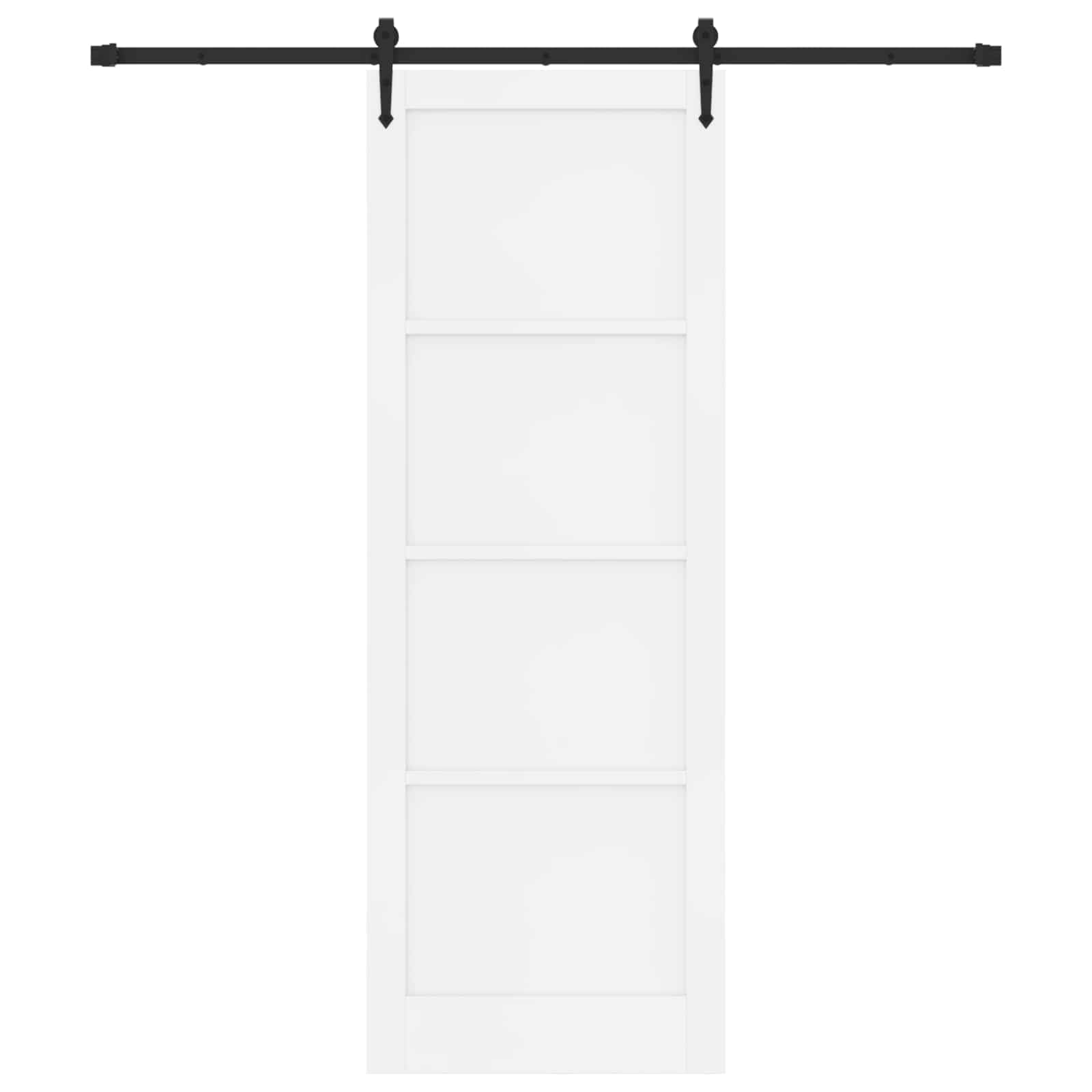 Schiebetür ORKDAL Weiß 83 x 232 cm aus massivem Kiefernholz, mit Schienen aus pulverbeschichtetem Stahl, für Innenbereich und platzsparenden Raumübergang