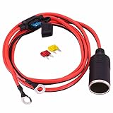 Leehitech 1.2M 12V/24V 車載シガーソケット充電ケーブル 16AWG シガーライターソケット to O型端子台延長ケーブル 15Aヒューズ内蔵 防水 防塵 12V/24V車載機器、太陽光発電機器、エネルギー貯蔵機器、自動車、トラック、RVなどに適用