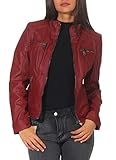 Malito Damen Jacke | Kunstleder Jacke | Jacke mit Zipper | lässige Bikerjacke - Sakko - Jackett 5179 (Bordeaux, L)