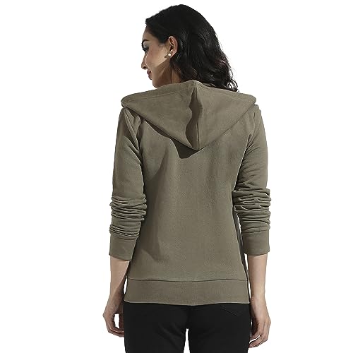Image of PINACOLADA Women's Zip-Front Hoodie with Angled Open Pockets for Casual Wear | Hooded Neck | Long Sleeve | Zipper Closure | Cotton Sweatshirt Crafted with Comfort Fit for Everyday Wear