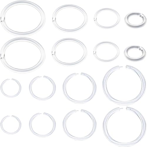 Meniala Anti-Allergy Plastic Hoop Ear Retainers, Clear Nose Rings, With Buckle, 16G 18G 20G, 6-12mm Rings For Sensitive Ears & Skin (16 Gauge)