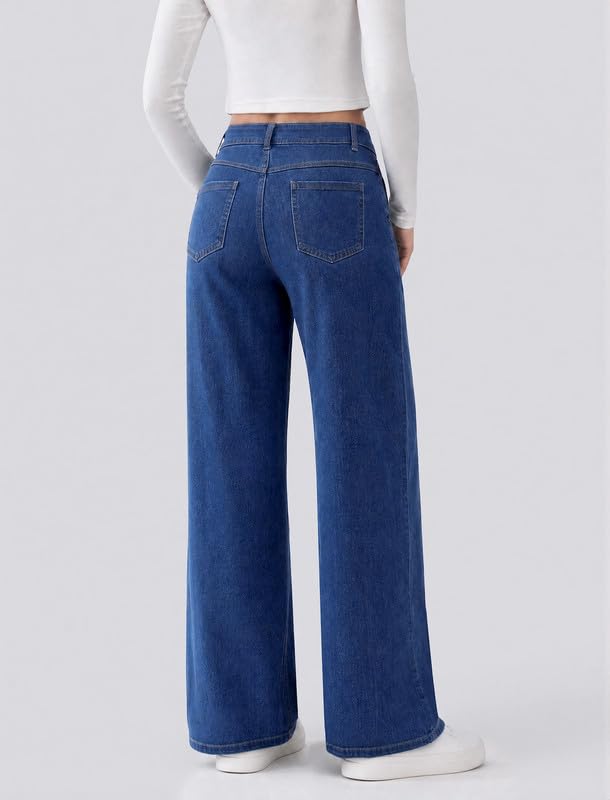 keriffe Women's Wide Leg Jeans Drawstring High Waisted Stretchy Denim Pants - image 2