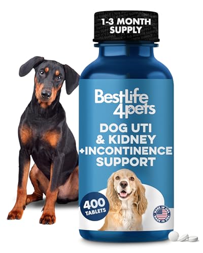 Dog UTI Treatment, Bladder & Kidney Support, Natural Incontinence and Bladder Control for Dogs Reduces Urinary Tract Infections, Flush Out Stones & Improves Dog Kidney Health, 400 Tiny Pills