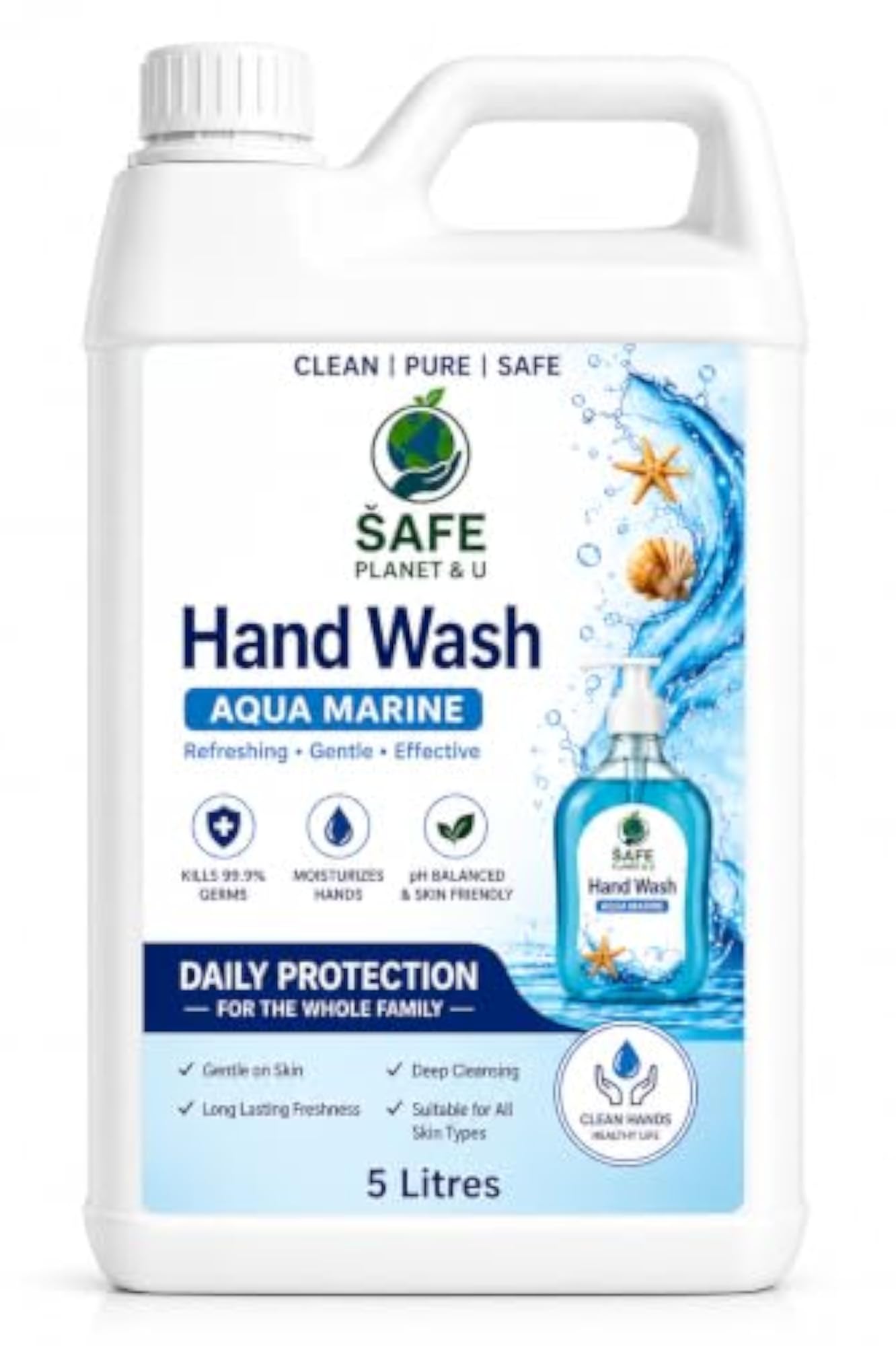 Aqua Marine Handwash Liquid Refill Can, 5 Litres