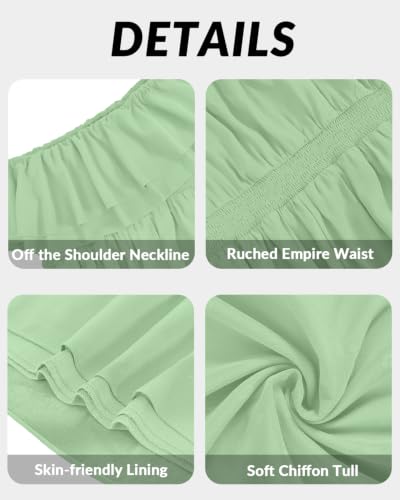 Image of Pinup Fashion Plus Size Formal Bridesmaid Wedding Guest Chiffon Long Dress | Chiffon, off-the-shoulder neckline, layered ruffles, ruched elastic waist, floor-length, evening party, wedding guest