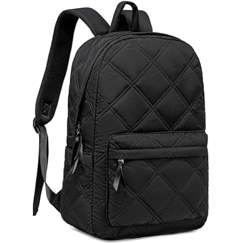 CAMTOP Backpack for Women Travel Backpack Qulited School Backpacks Lightweight Water-Resistant Casual Daypack Backpacks Puffer Bookbag (Black) Cover