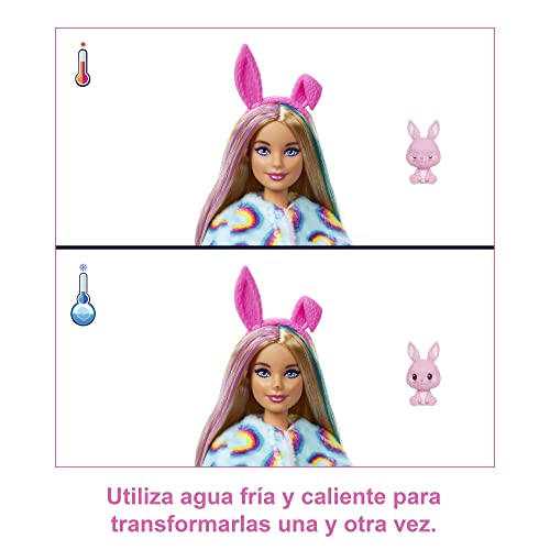 Barbie Cutie Reveal Muñeca Conejo Juguete que desvela su color en el agua, regalo para niñas y niños +3 años (Mattel HHG19)