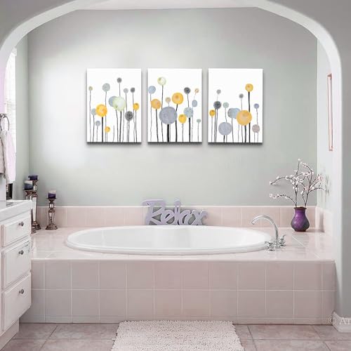DZRWUBHS Canvas Wall Art For Living Room Bedroom Wall Decor Kitchen Decorations Abstract Dandelion Flowers Watercolor Paintings Modern Office Wall Pictures Prints Artwork Room Home Decor 3 Pieces