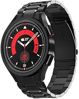 SPGUARD Strap Compatible with Samsung Galaxy Watch 5 pro 45mm Strap,Solid Stainless Steel Metal Replacement Band for Watch 5 pro 45mm(Black)