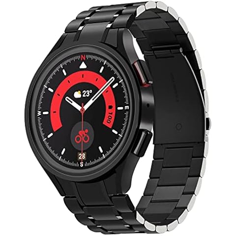 SPGUARD Strap Compatible with Samsung Galaxy Watch 5 pro 45mm Strap,Solid Stainless Steel Metal Replacement Band for Watch 5 pro 45mm(Black) Cover