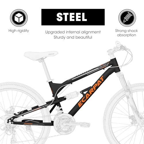 Image of Ecarpat 24 /26 /27.5 Inch Mountain Bike, Full /Front Suspension Mens Boys Mountain Bike with 21 Speed Steel Frame and Dual Disc Brakes, Adult Sport Bicycle for Trail City Road, Gift Choice