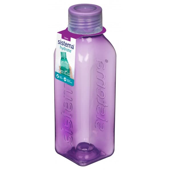 Sistema 6 Stück 880 Hydate Square Bottle, 725ml - Mint/Blau/Lila