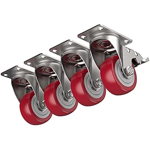 3 Inch Heavy Duty Plate Casters Swivel Caster Wheels with Safety Total Lock, Total Capacity 1000lbs (Pack of 4) Cover